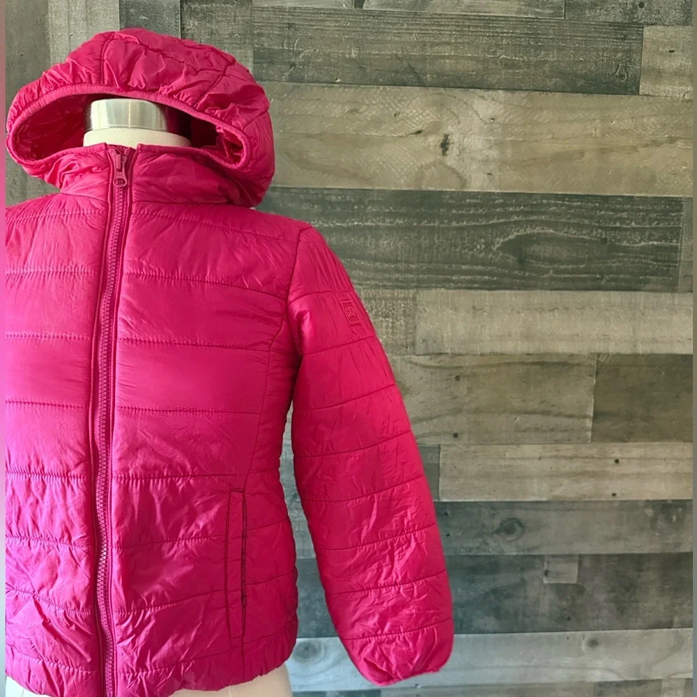 GAP Kids pink puffer jacket medium zip up hoodie Barbiecore girlhoodcore school